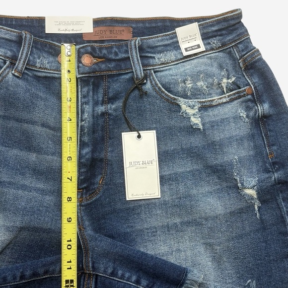 Judy Blue 2-Button Dad Shorts Size XL Distressed Medium Wash Stretch 152103 - Picture 4 of 12